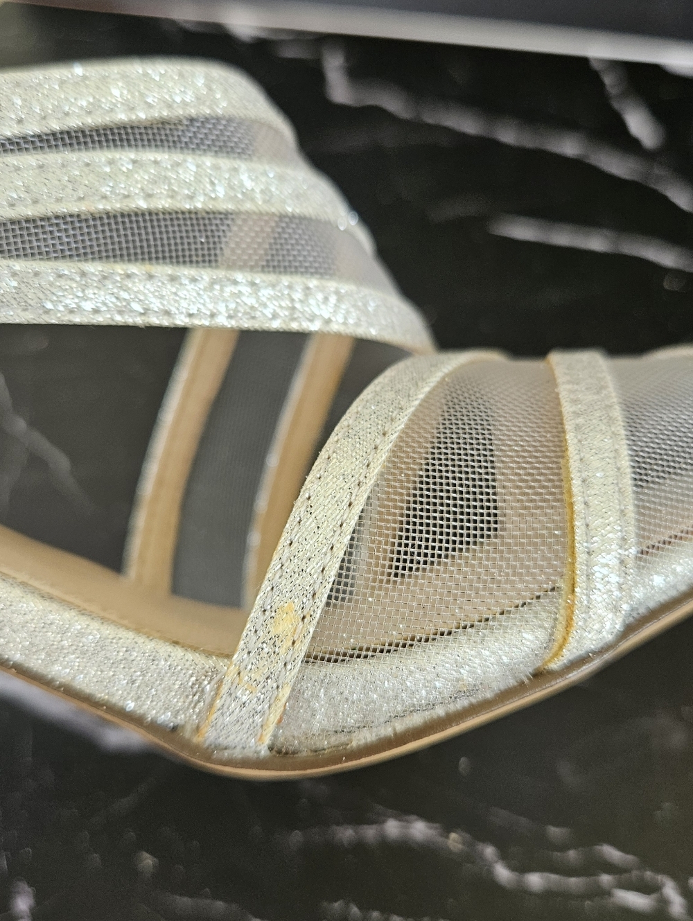 Nina Silver Strappy Slingback Heels - Elegant Evening Sandals Sz 7.5 - Picture 6 of 8
